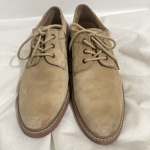 Hush Puppies Mens Detroit Plain Toe Oxford Shoes Size 12 Beige Tan Suede Office
